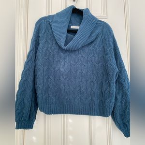 Cozy Deep-Teal Blue Crop Sweater